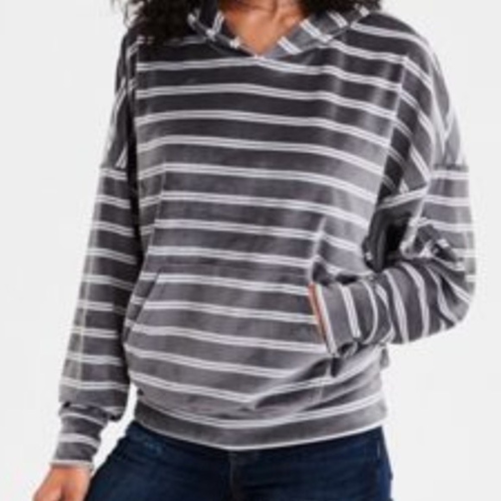 AMERICAN EAGLE AE COZY EVER AFTER VELOUR HOODIE GREY